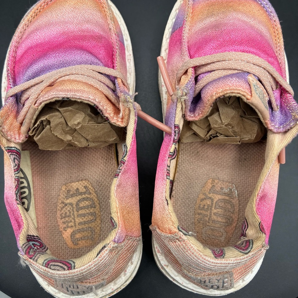Hey Dude Wendy Sparkle Star TD 8 Girls Pink Multi Slip On Loafers - Picture 9 of 10